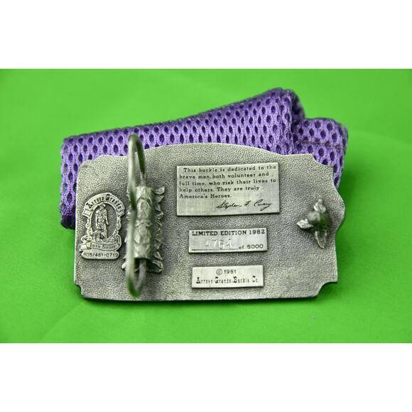 Vtg American Fire Fighter 1982 Commemorative Belt Buckle Signed Limited Edition - Picture 5 of 8